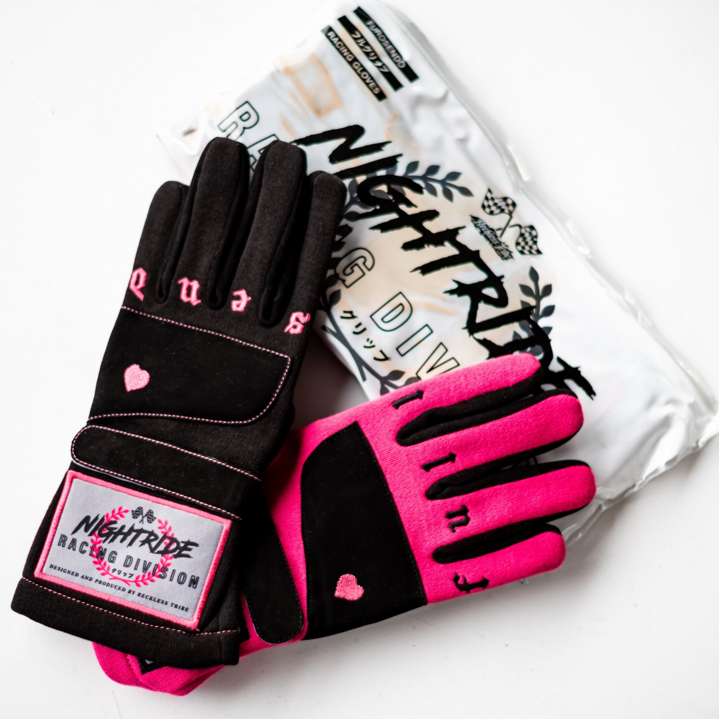 Nightride Racing Gloves – PINK & BLACK