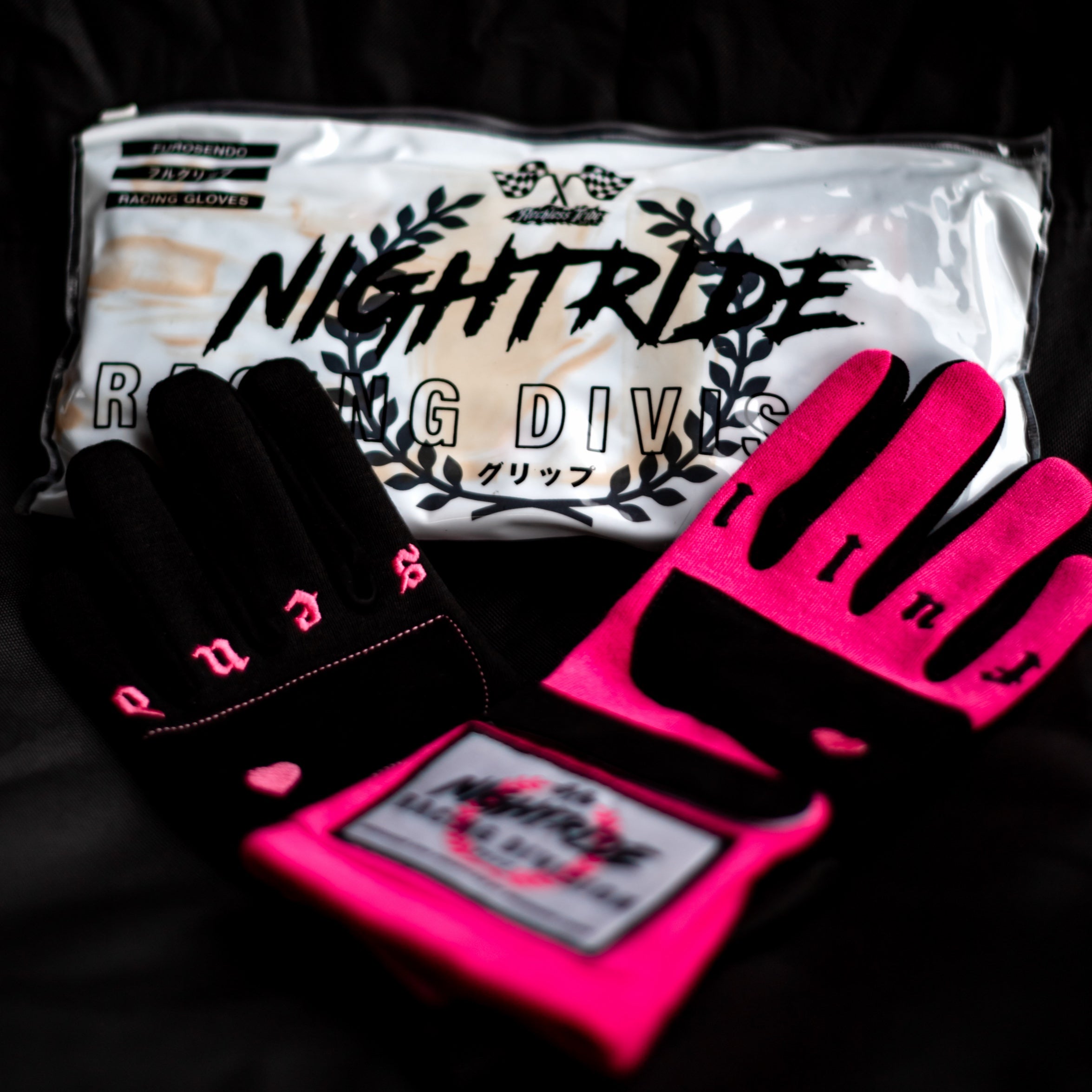 Nightride Racing Gloves – PINK & BLACK