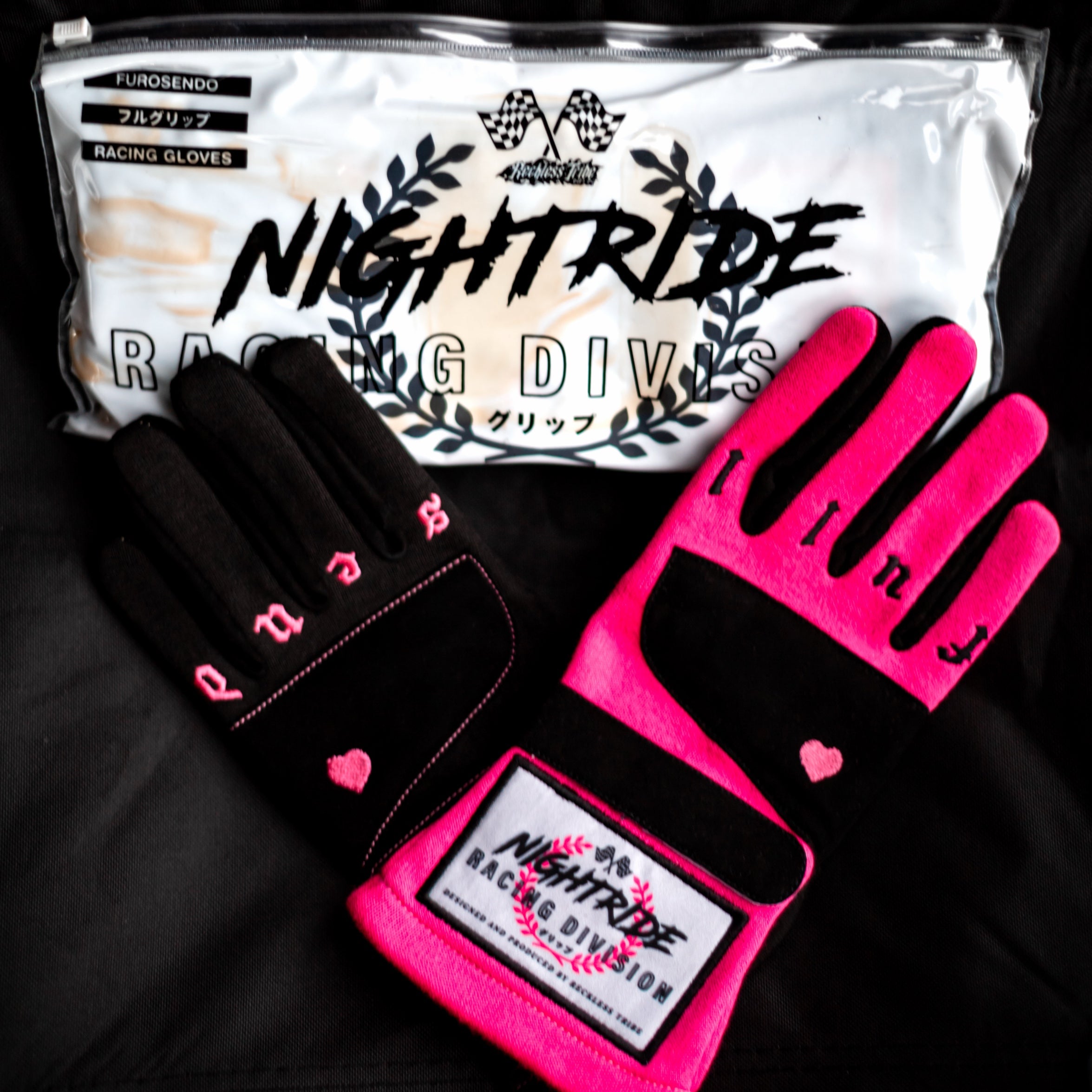 Nightride Racing Gloves – PINK & BLACK